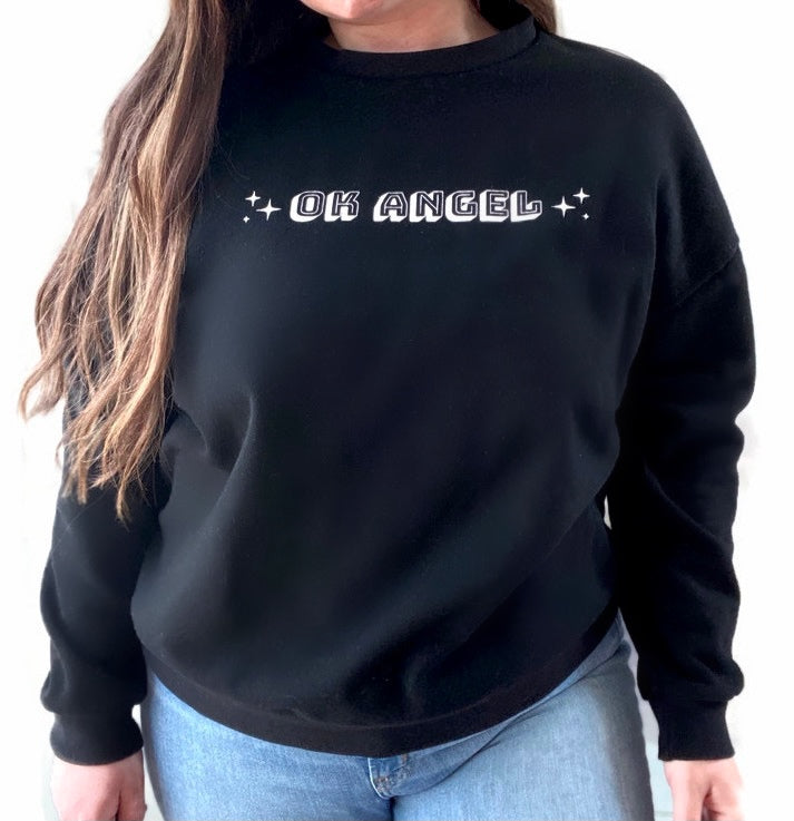 Black Ok Angel Crewneck